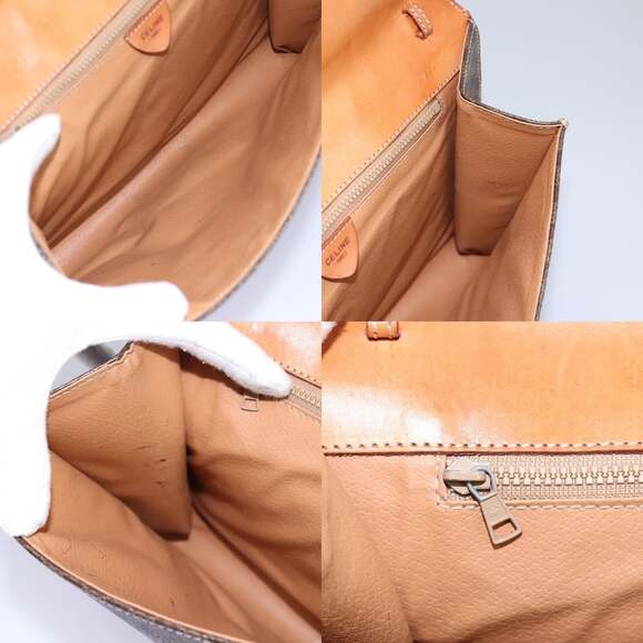 CELINE Macadam Canvas Shoulder Bag Pvc Brown Gold - Picture 12 of 13